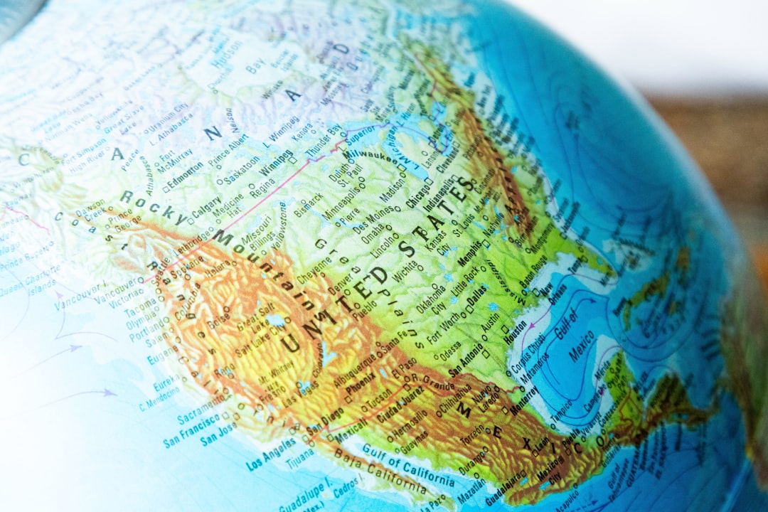 Close Up of North America on Globe Map.